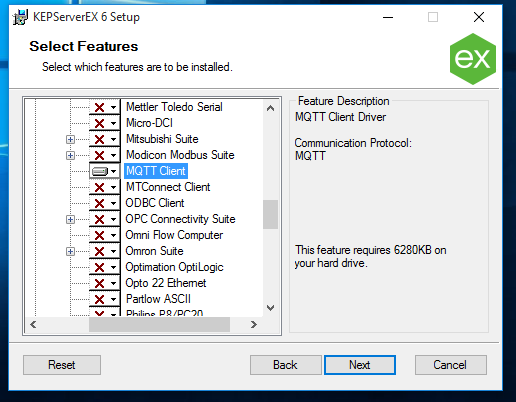 Kepware — MQTT Client component selection