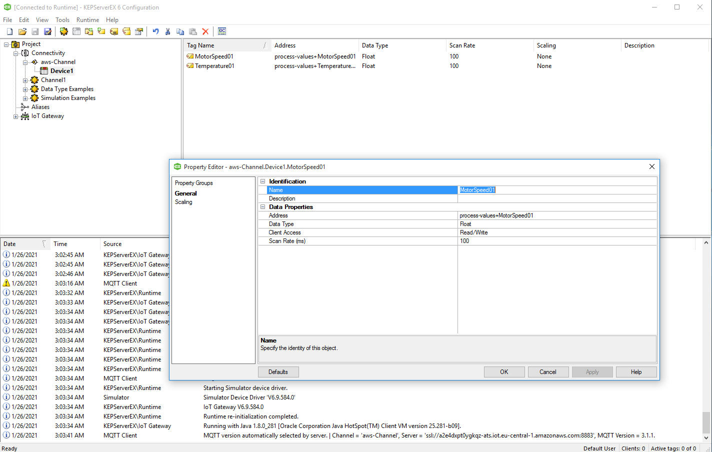 Kepware — add tags using TOPIC_NAME+VAR_NAME format