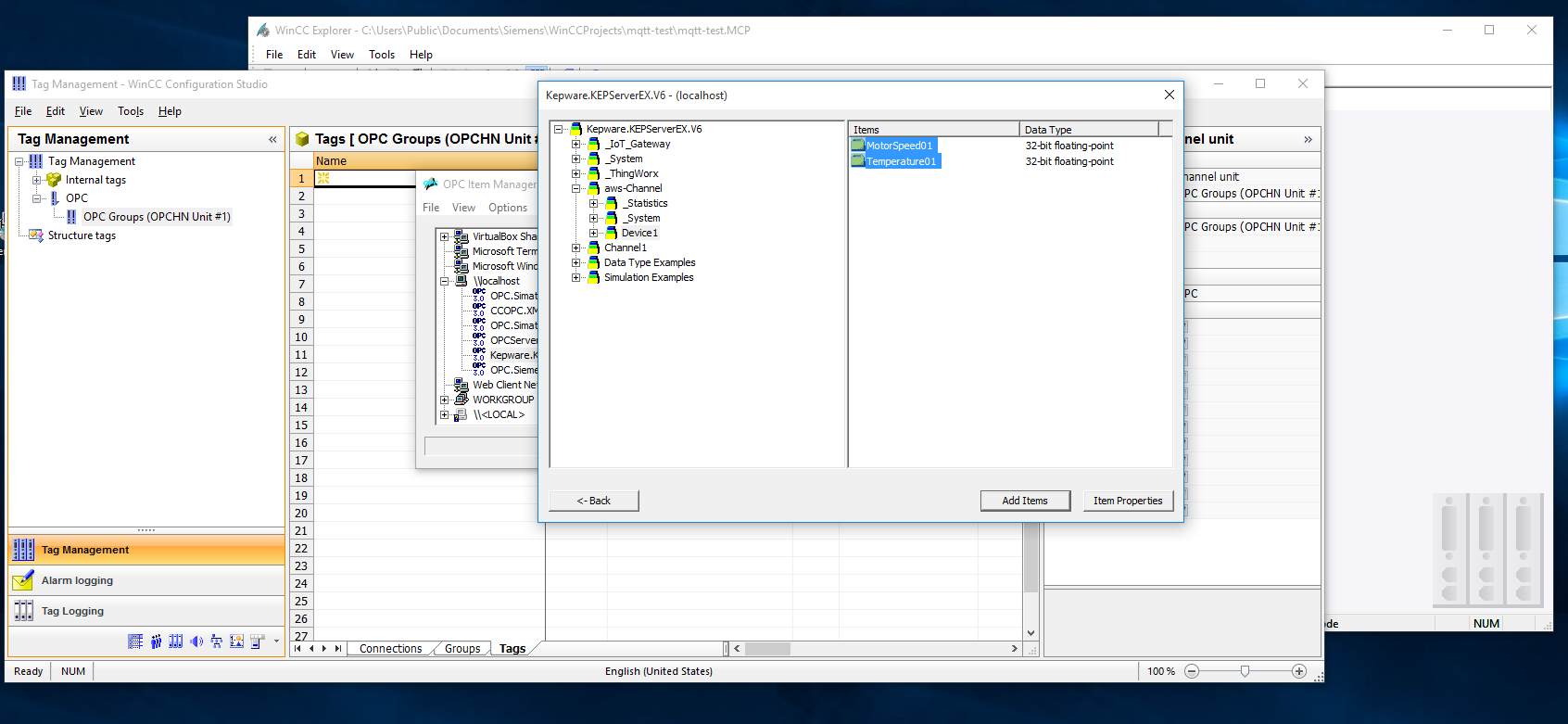 WinCC — browse and add Kepware tags