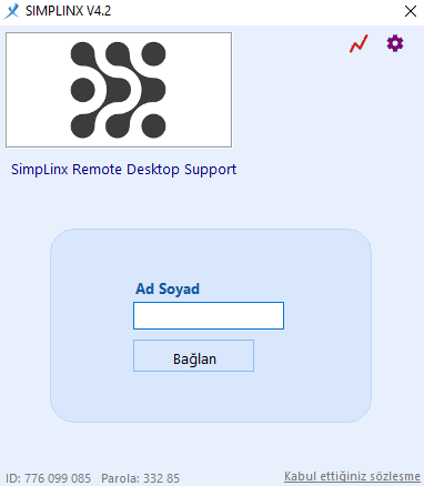 Quick Support window with name/surname input fields