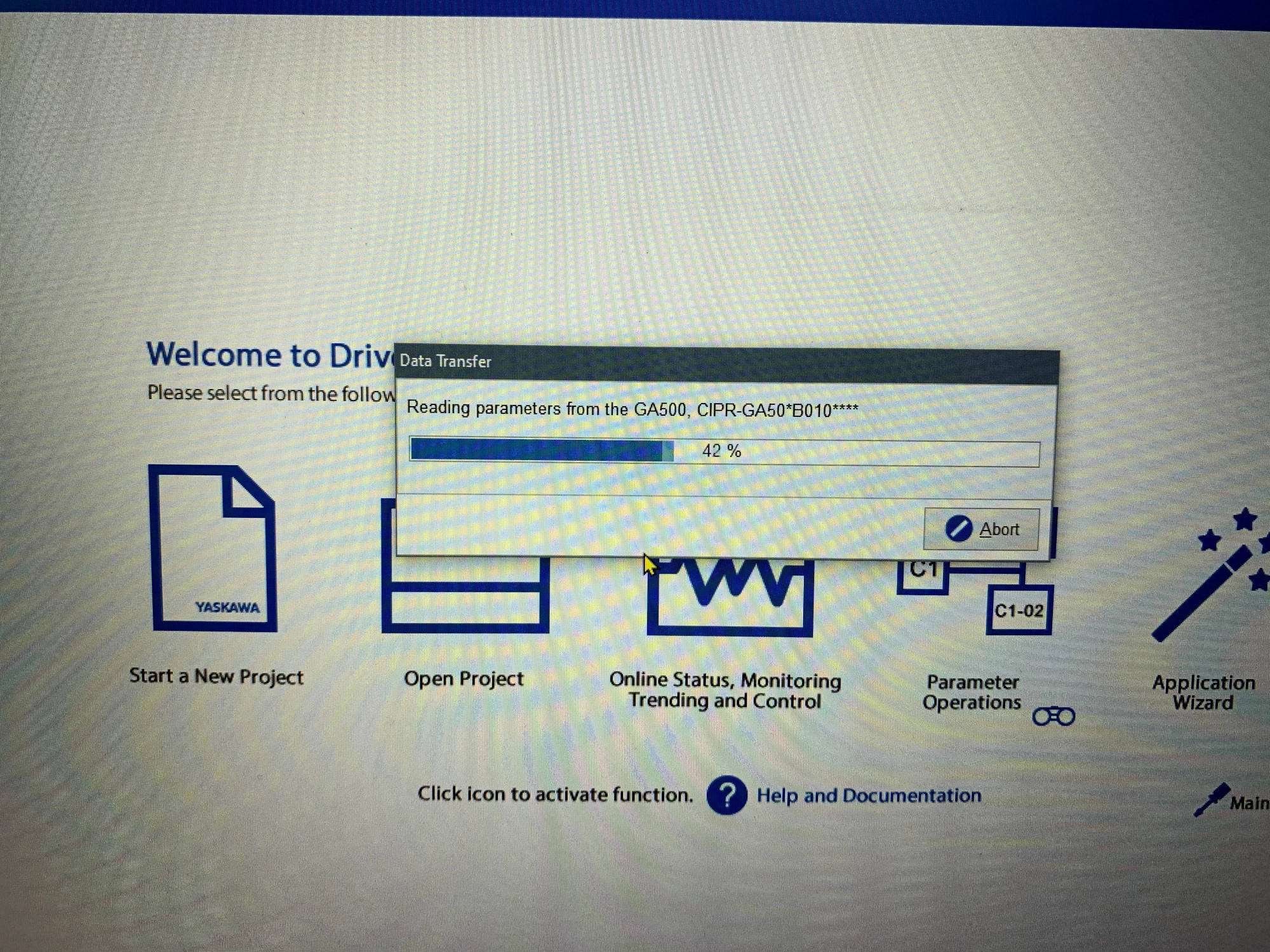DriveWizard Industrial — reading back parameters