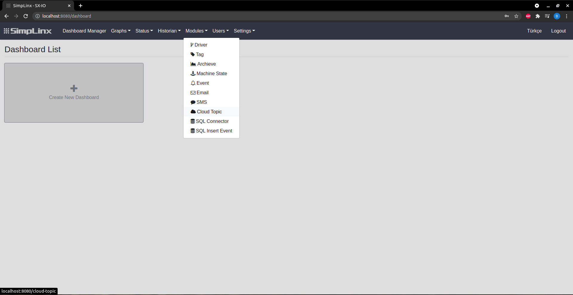 SX-IO — Modules → Cloud Topic list