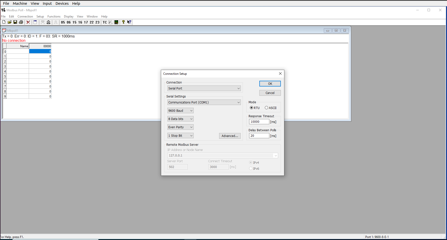 SX-IO driver status with Modbus Poll active