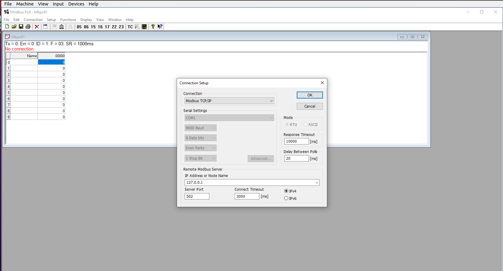 SX-IO — driver status with Modbus Poll active