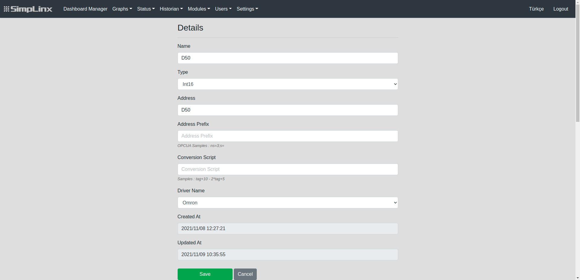 SX-IO — Omron tag configuration