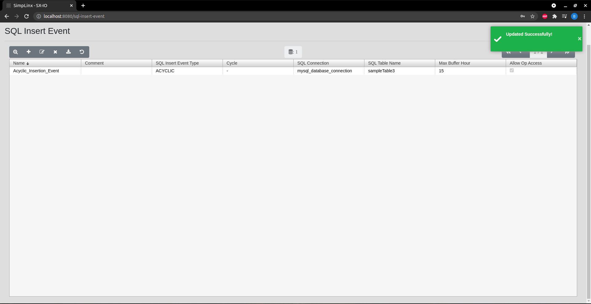 SX-IO — saving Insert Event
