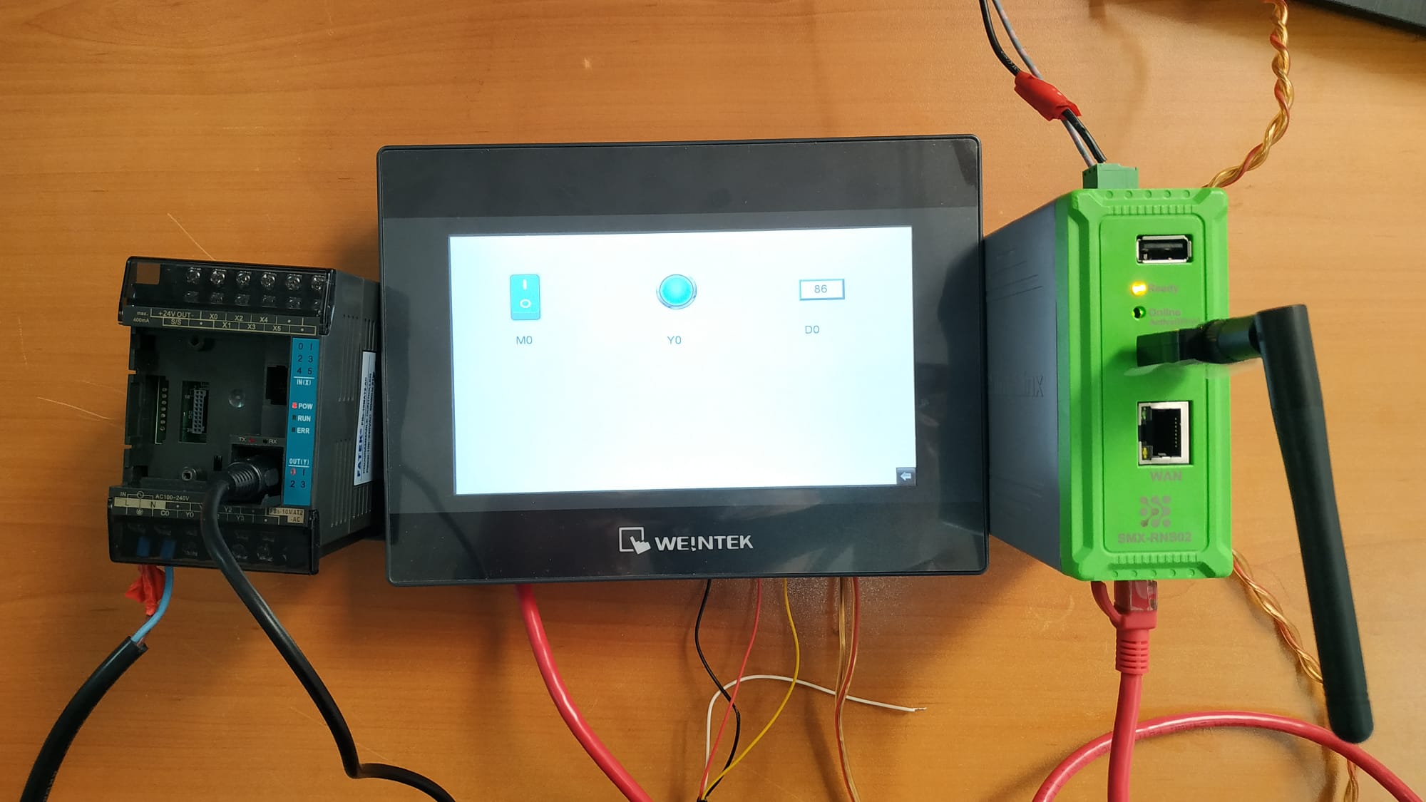 System overview: SMX-RNS20 + Weintek HMI + Fatek PLC