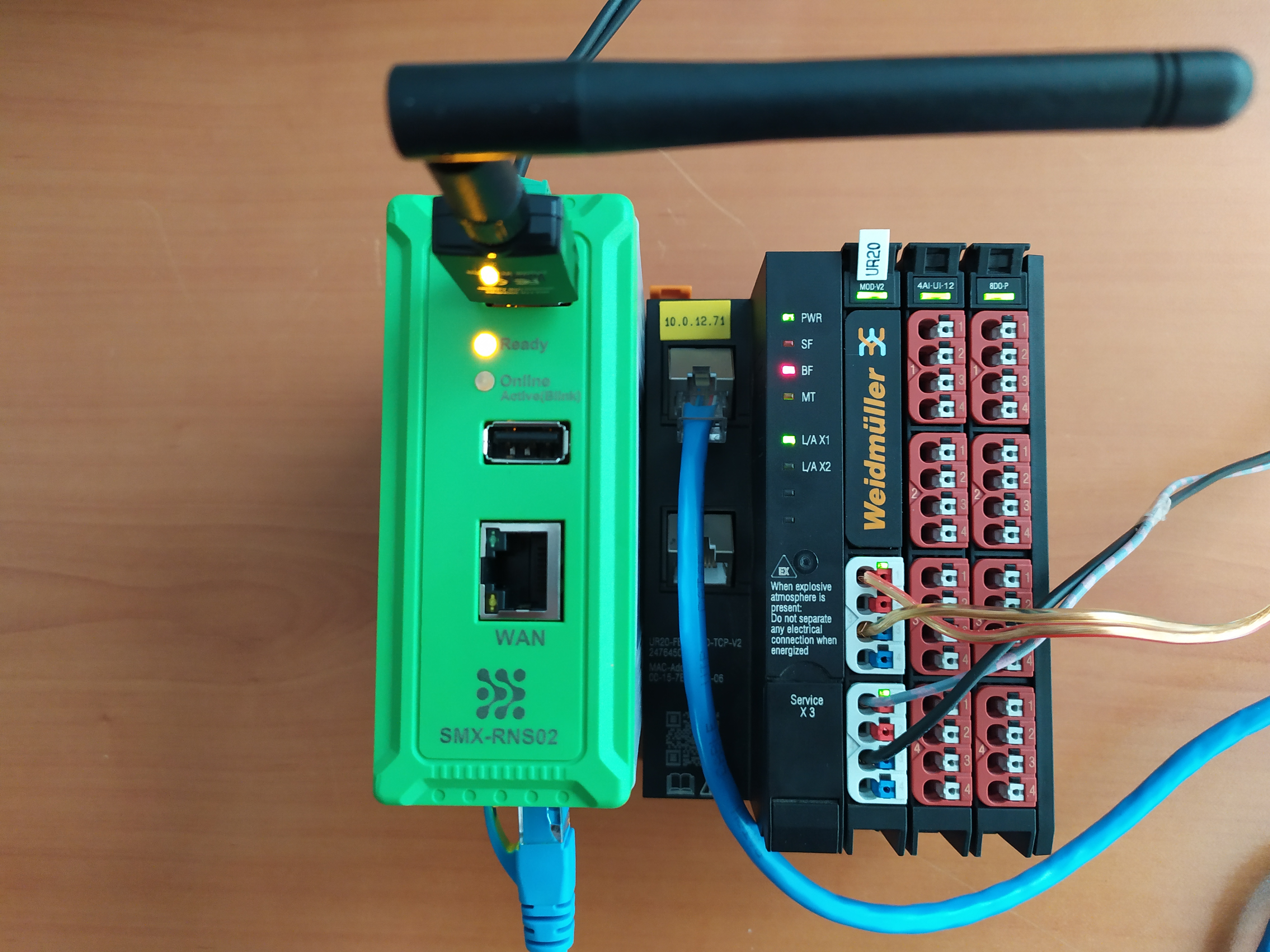 System overview: SMX-RNS20 connected to Weidmüller module