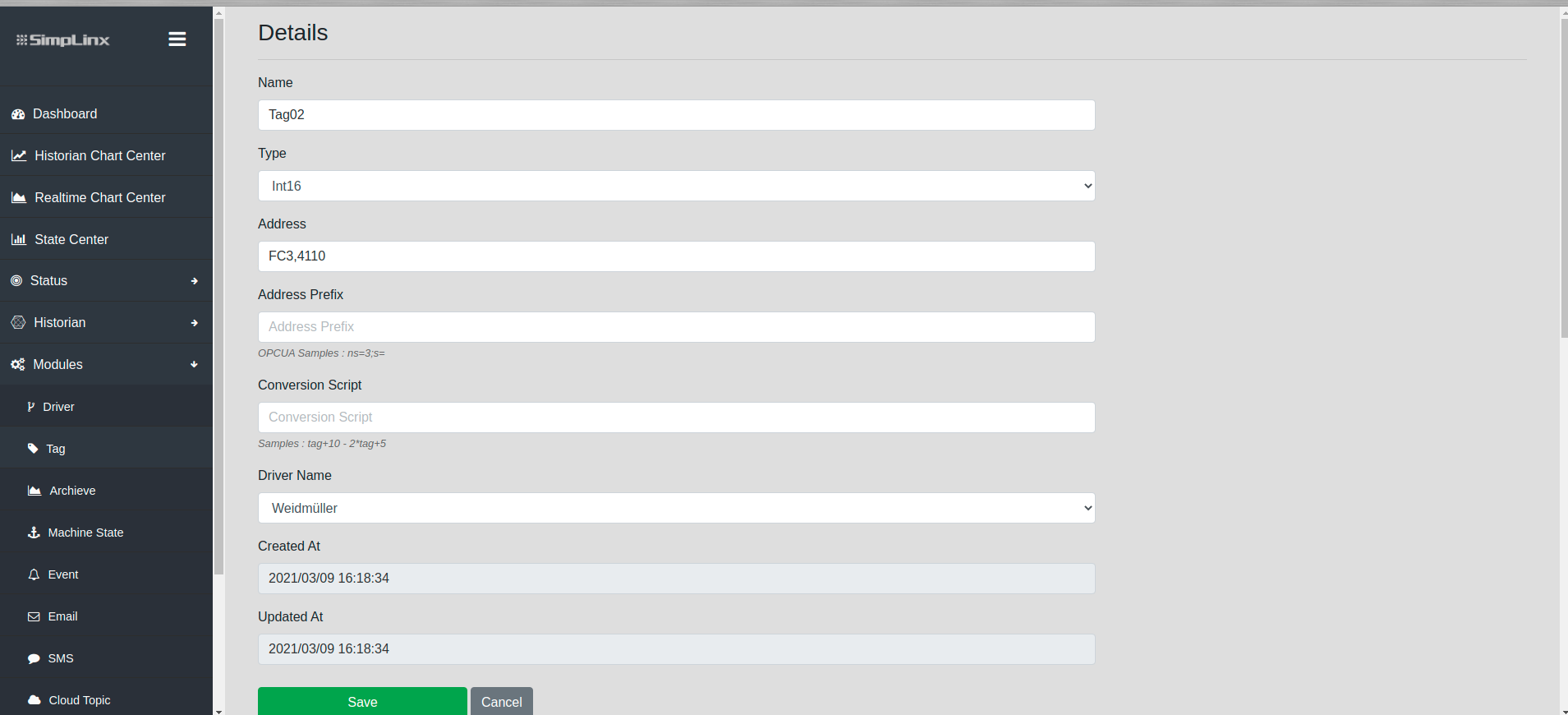 Remote IO — tag configuration details for Weidmüller